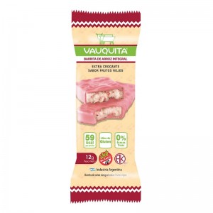 Vauquita Barritas de Arroz Sabor Frutos Rojos, 12 g / 0.42 oz (caja de 18 barras)